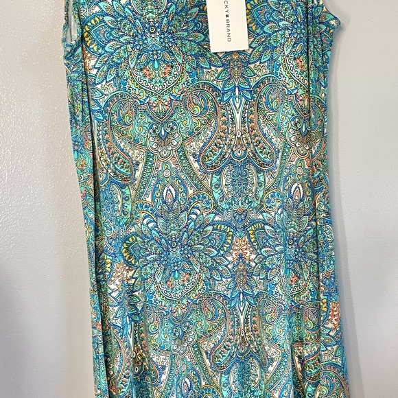 Lucky Brand Asymmetrical Dress in Blue and Green Paisley - Picture 1 of 3